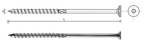 WKRĘT DO DREWNA Z ŁBEM STOŻKOWYM NA TORX 6*100MM T30