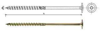 WKRĘT DO DREWNA Z KOŁNIERZEM NA TORX OCYNK ŻÓŁTY 8*120MM T40