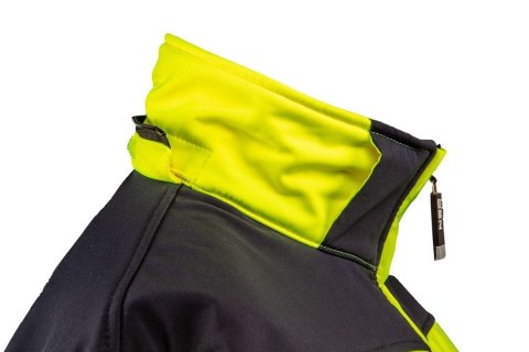 KURTKA ROBOCZA OSTRZEGAWCZA SOFTSHELL Z KAPTUREM ŻÓŁTA L