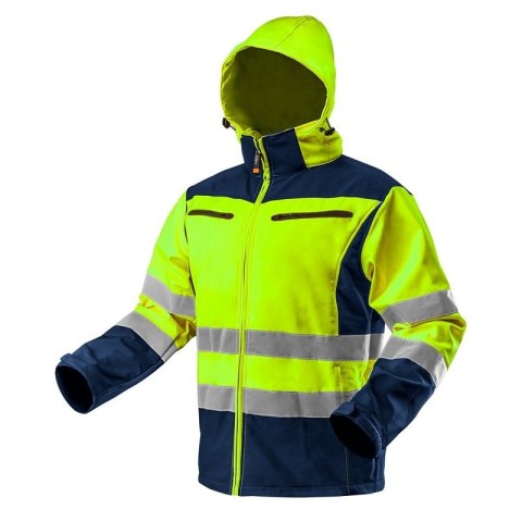 KURTKA ROBOCZA OSTRZEGAWCZA SOFTSHELL Z KAPTUREM ŻÓŁTA M