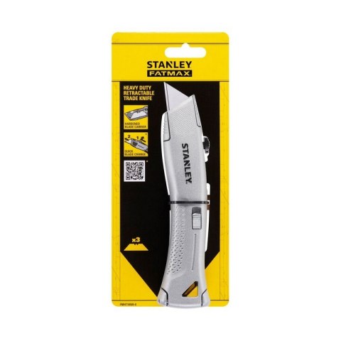 NÓŻ HEAVY DUTY OSTRZE TRAPEZ CHOWANE METALOWY SREBRNY