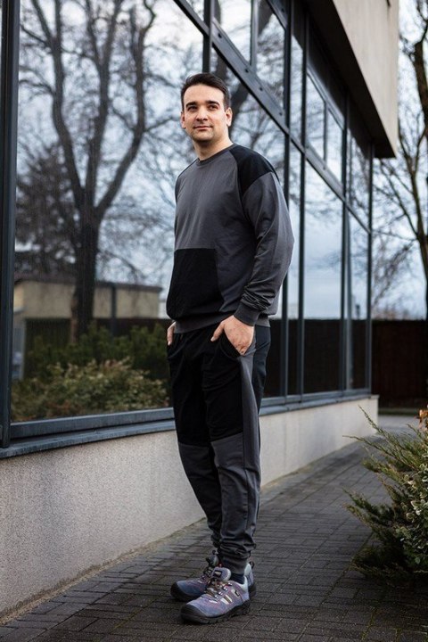 SPODNIE DRESOWE COMFORT, SZARO-CZARNE ROZMIAR M