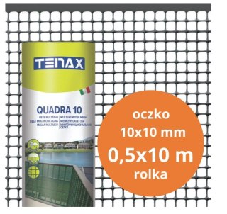 SIATKA PVC QUADRA 10 GRAFIT 0.5M*10MB OCZKO 10MM