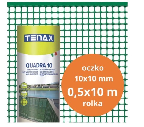 SIATKA PVC QUADRA 10 ZIELONA 0.5M*10MB OCZKO 10MM