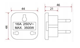 ADAPTER GNIAZDO UK / WTYK PL 16A 2500W, BIAŁE